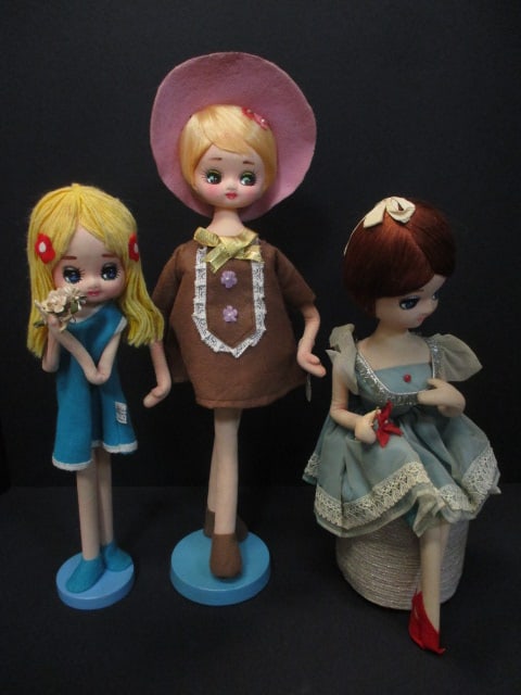 Herman Pecker Mod 1960's Big Eye Pose Dolls (Lot of 2) & Pose Doll Music Box Doll (1 of 8)