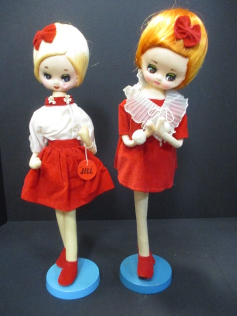 Herman Pecker Mod 1960's Big Eye Pose Dolls (Lot of 2): 15"