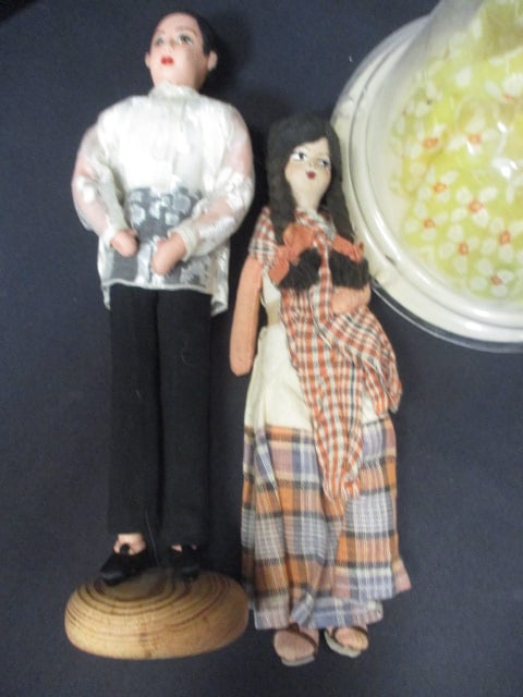 Vintage Phillipine Man Doll 9", Hispanic Lady Doll 9", - 5