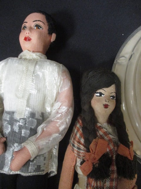 Vintage Phillipine Man Doll 9", Hispanic Lady Doll 9", - 6