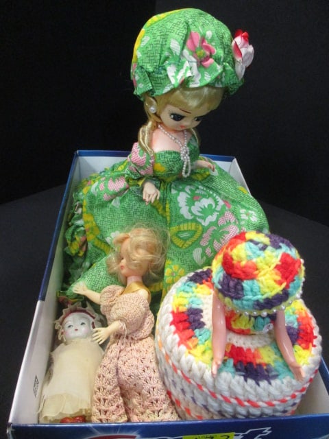 Crochet Toilet Paper Doll Cover 8", Doll w/Crochet Dress 7", (1 of 7)
