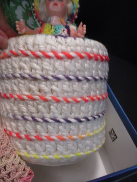 Crochet Toilet Paper Doll Cover 8", Doll w/Crochet Dress 7", - 3