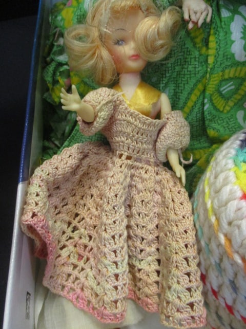 Crochet Toilet Paper Doll Cover 8", Doll w/Crochet Dress 7", - 4