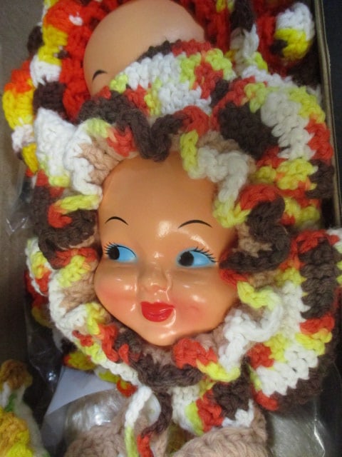Doll Heads & 3 Crochet Doll Face Pot Holder/Wall Hangings - 2