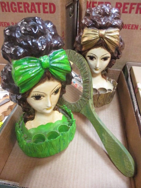 Japanese Paper Mache Figural Lipstick Holders (2) 9 1/2", (1 of 5)