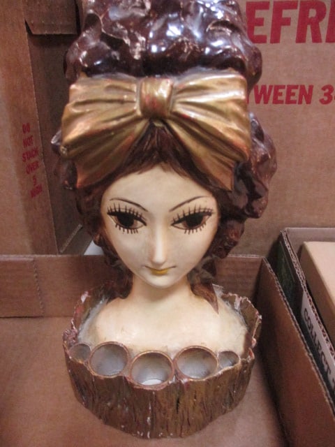 Japanese Paper Mache Figural Lipstick Holders (2) 9 1/2", - 5