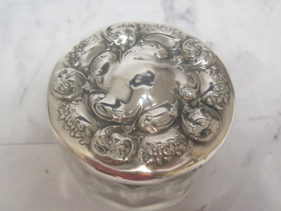 Sterling Silver & Crystal Dresser Jar - 2