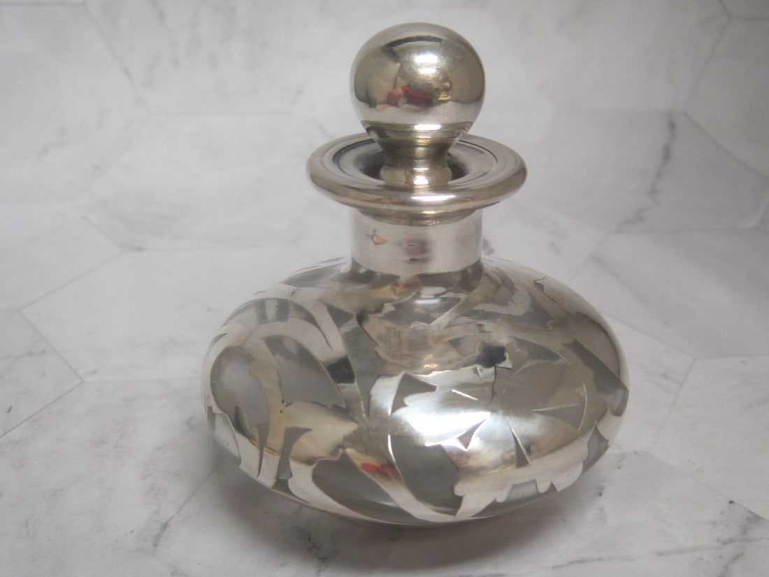 Antique Silver Overlay Perfume Bottle (1 of 7)