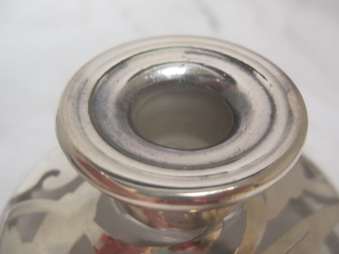 Antique Silver Overlay Perfume Bottle - 4