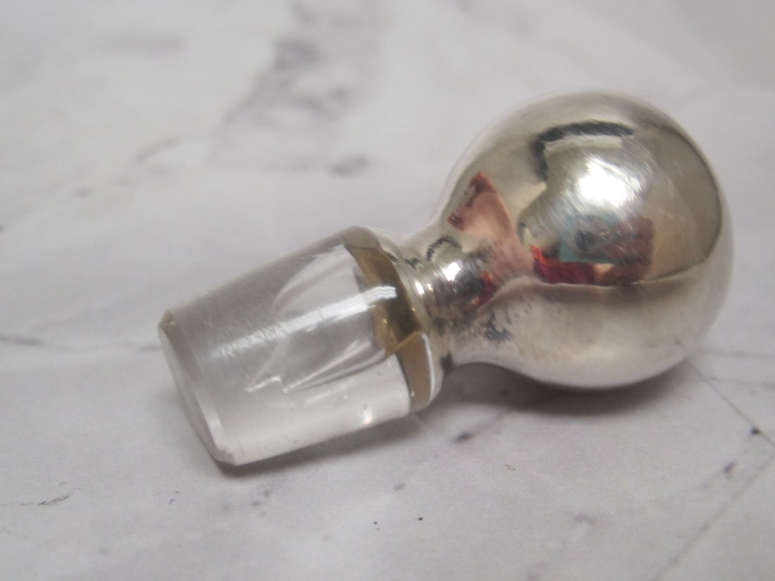 Antique Silver Overlay Perfume Bottle - 5