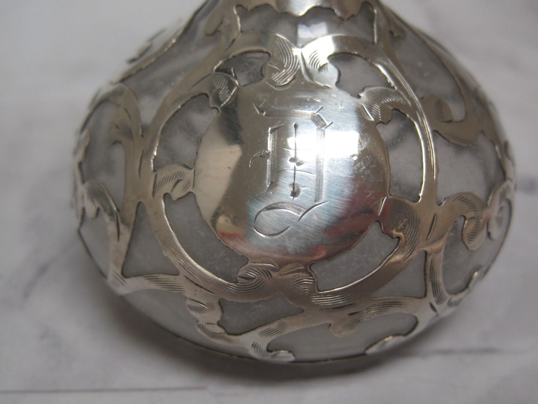 Gorham Antique Silver Overlay Perfume Bottle - 2