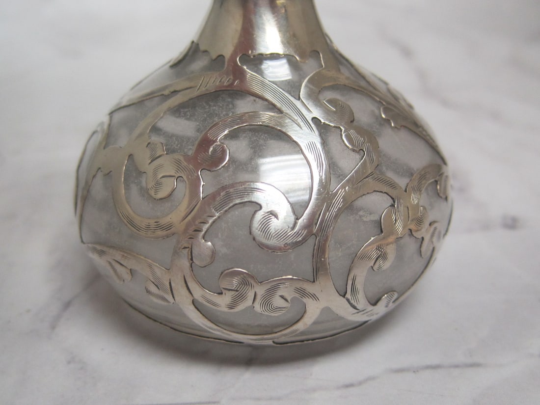 Gorham Antique Silver Overlay Perfume Bottle - 4