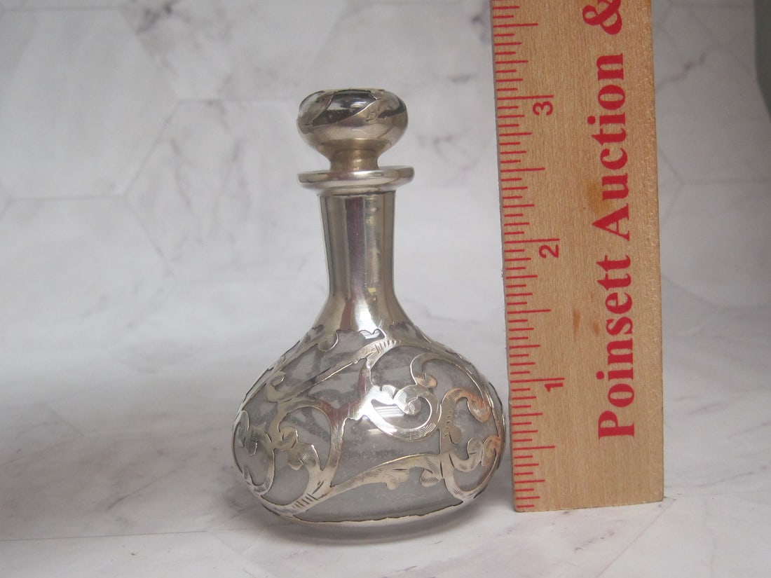 Gorham Antique Silver Overlay Perfume Bottle - 8
