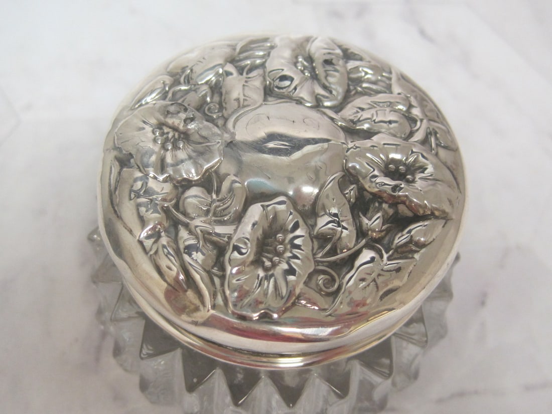 Sterling Silver & Crystal Dresser Jar - 2