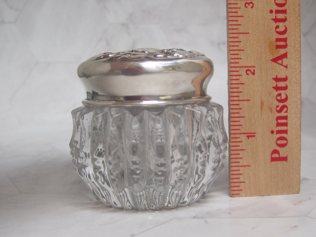 Sterling Silver & Crystal Dresser Jar - 6