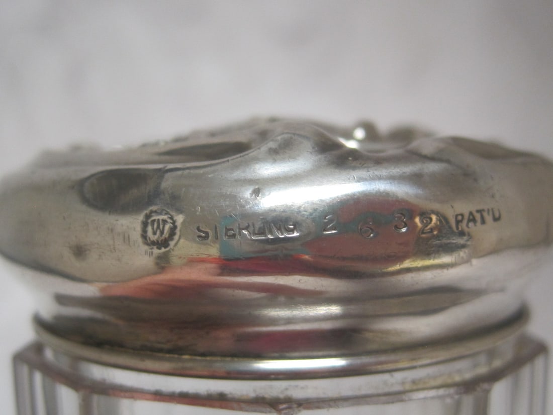 Antique Sterling Silver & Cut Glass Dresser Jar - 3