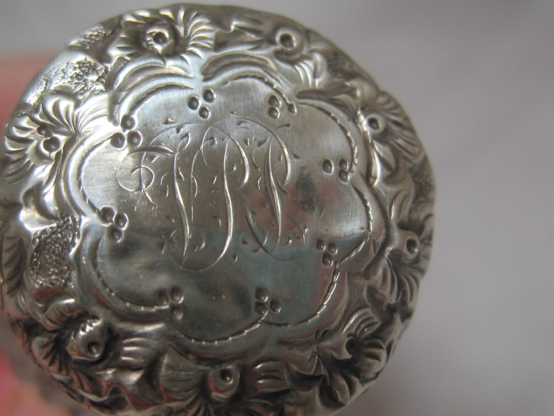 Antique Sterling Silver & Cut Glass Perfume Bottle - 6