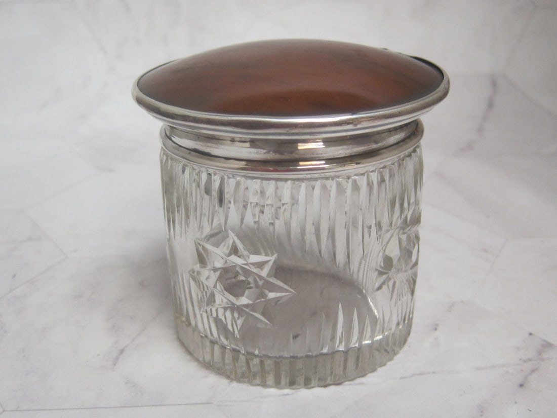 Sterling Silver & Cut Glass Dresser Jar (1 of 8)