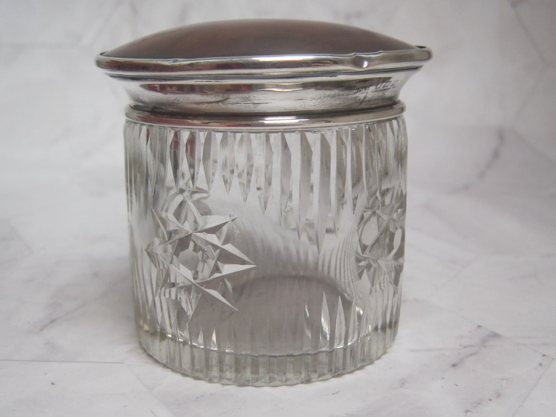 Sterling Silver & Cut Glass Dresser Jar - 2