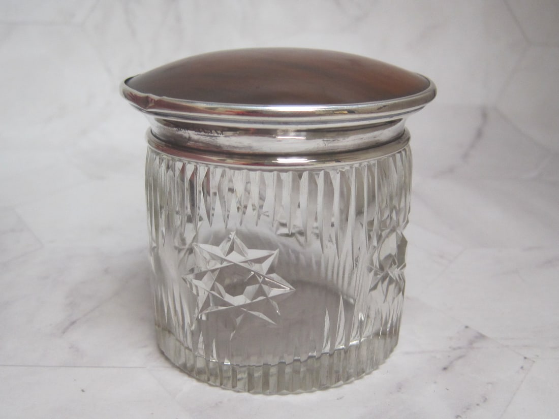 Sterling Silver & Cut Glass Dresser Jar - 3