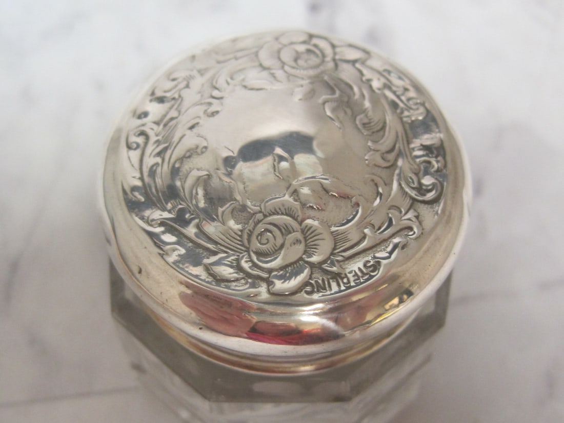 Sterling Silver & Cut Glass Dresser Jar - 2