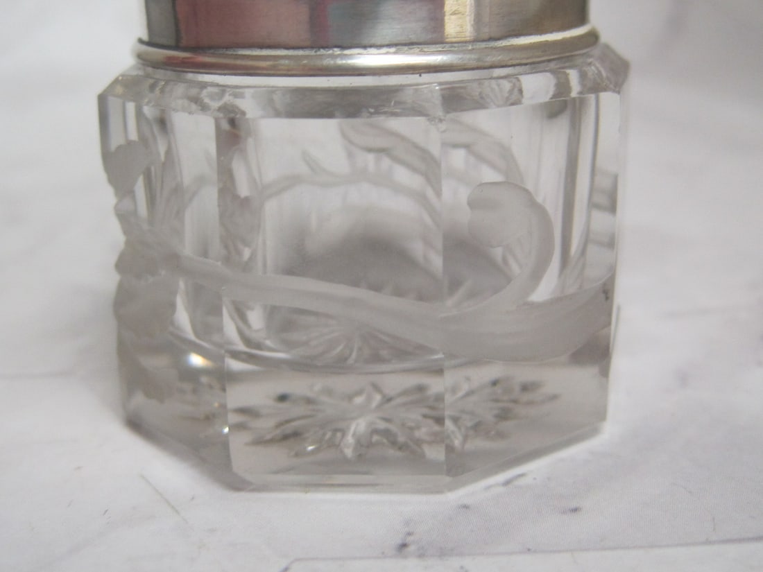 Sterling Silver & Cut Glass Dresser Jar - 4