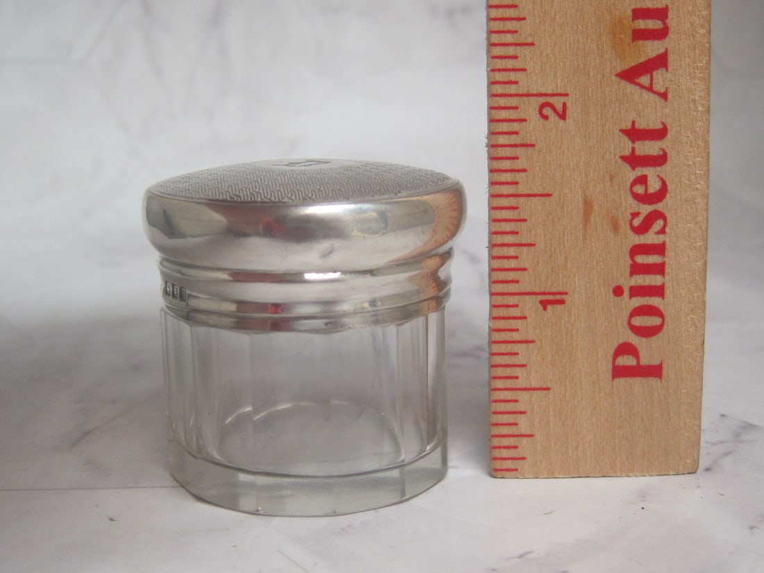 Sterling Silver & Cut Crystal Dresser Jar - 6