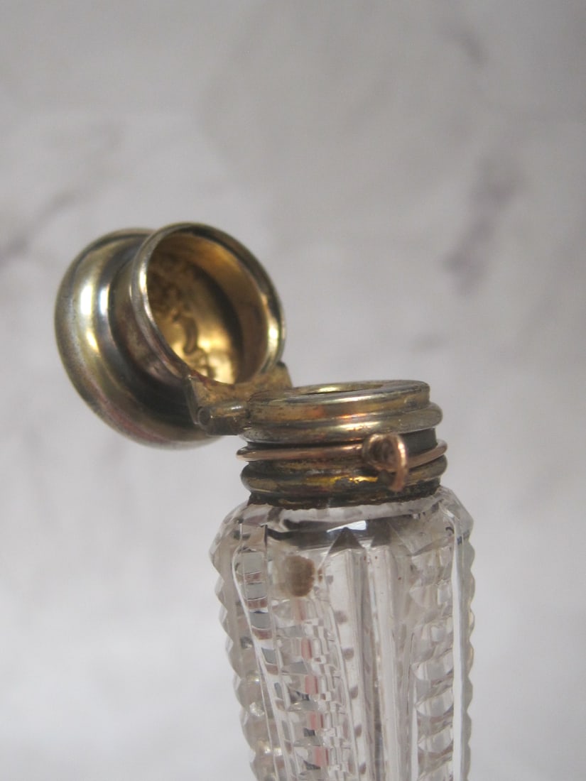 Sterling Silver & Cut Glass Perfume Bottle - 3