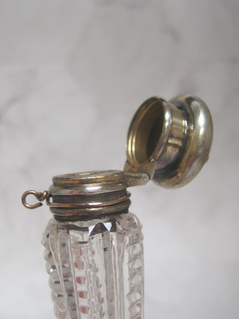 Sterling Silver & Cut Glass Perfume Bottle - 4