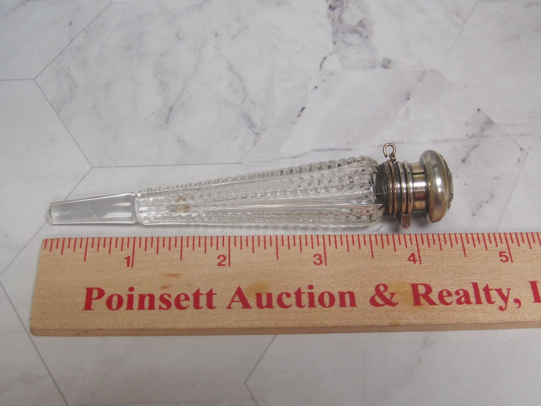 Sterling Silver & Cut Glass Perfume Bottle - 6