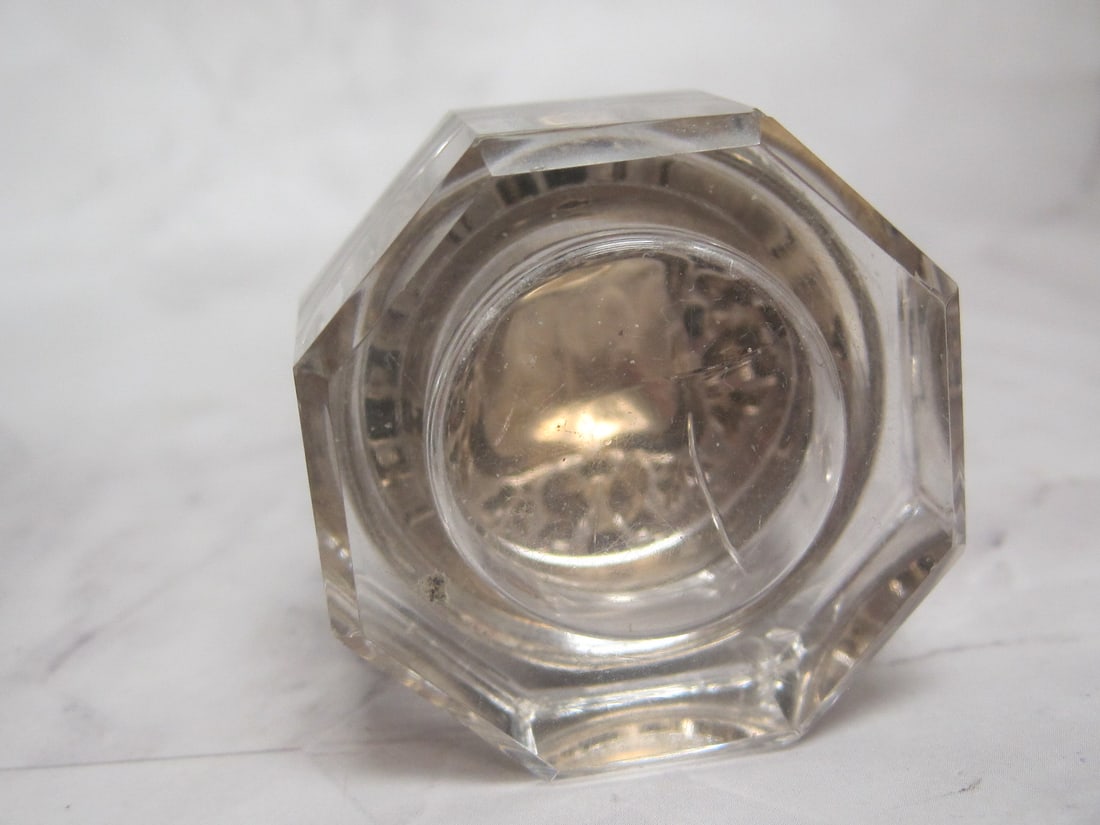 Antique Sterling Silver & Crystal Dresser Jar - 6