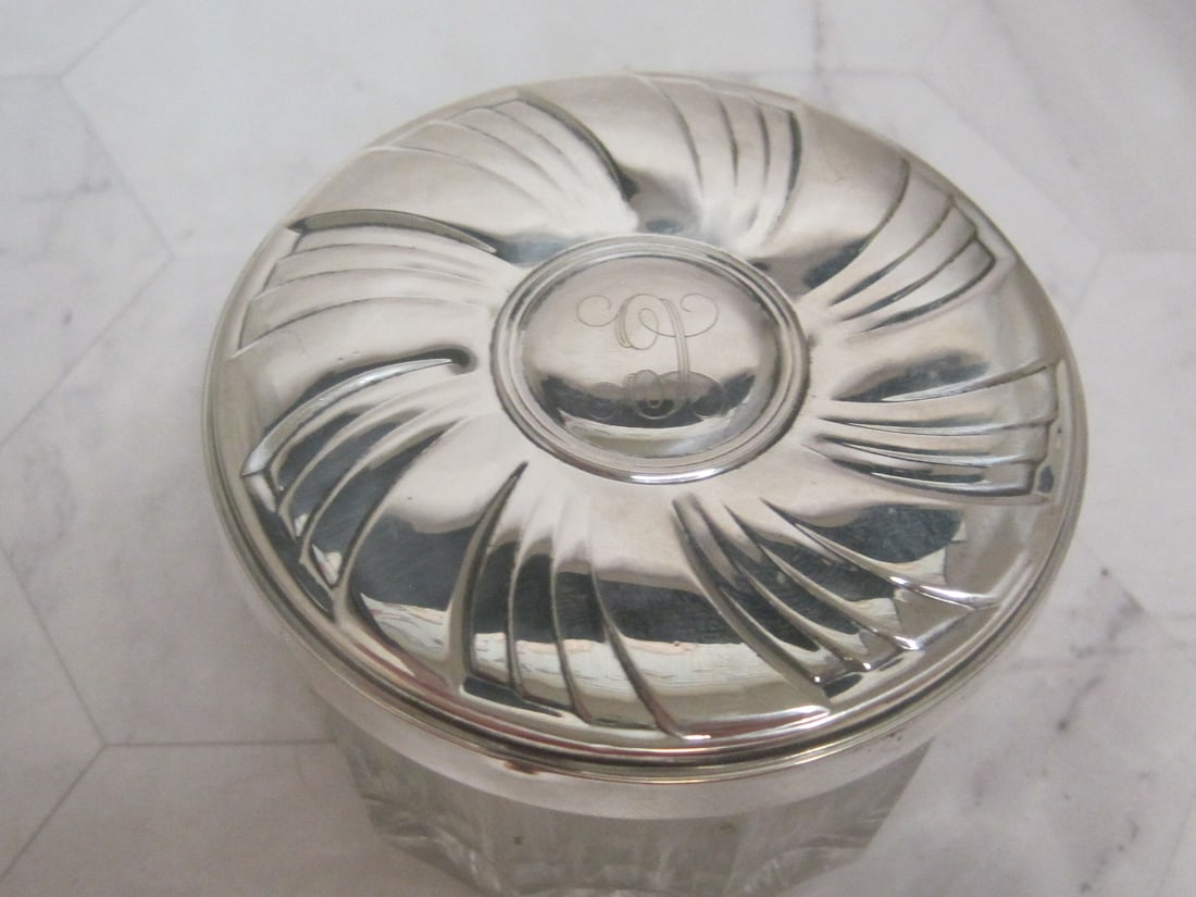 Towle Sterling Silver & Crystal DresserBox or Powder Box - 2