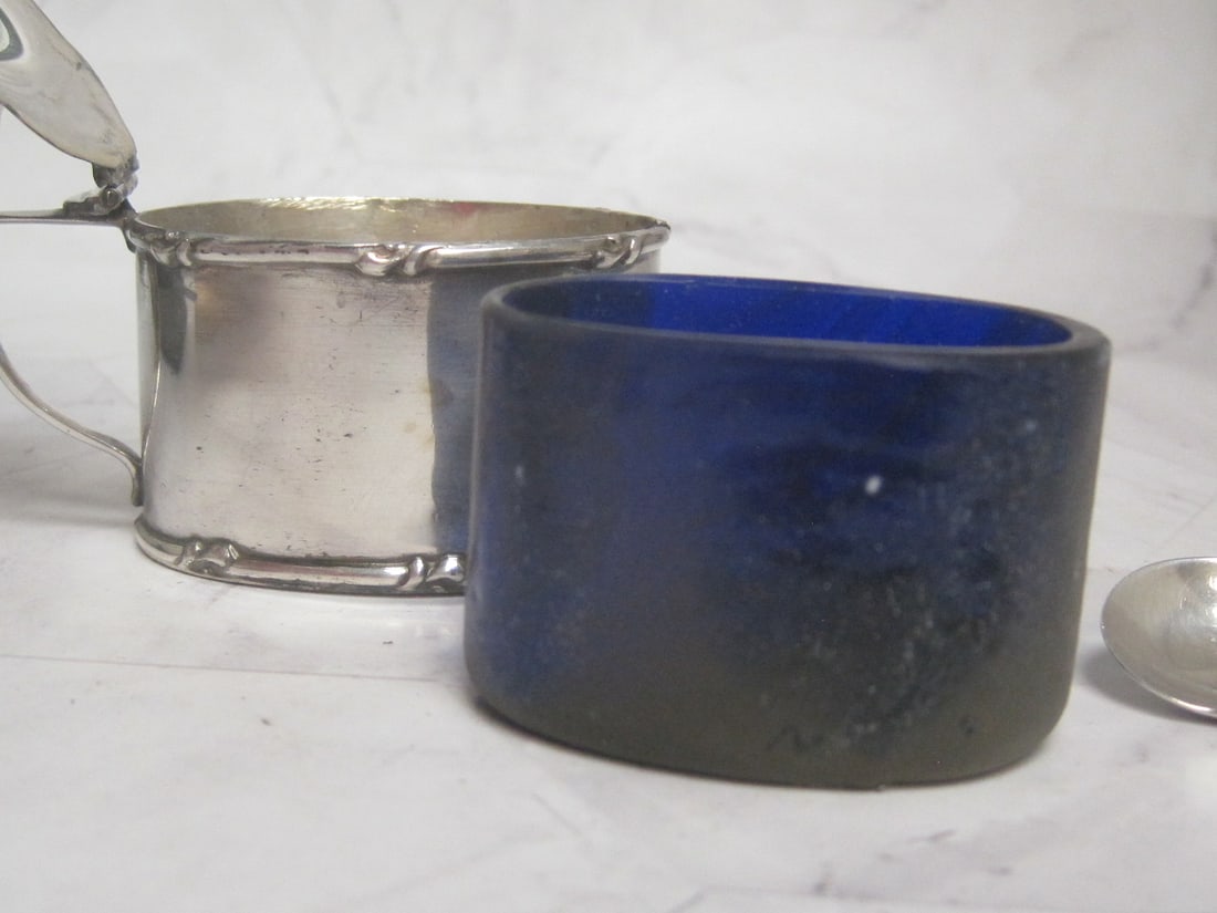 Vintage Sterling Silver Mustard Pot with Spoon - 5