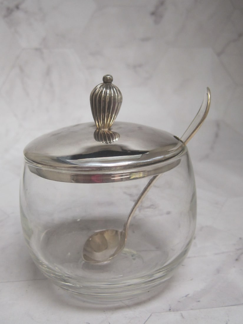 Sterling Silver & Crystal Jam or Jelly Jar (1 of 4)