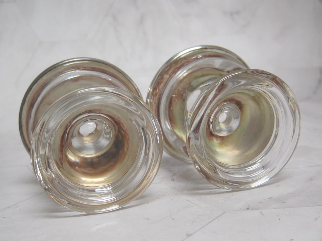 Pair of Sterling Silver & Crystal Candleholders - 3