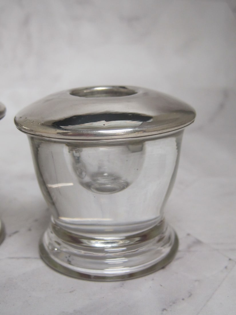 Pair of Sterling Silver & Crystal Candleholders - 4