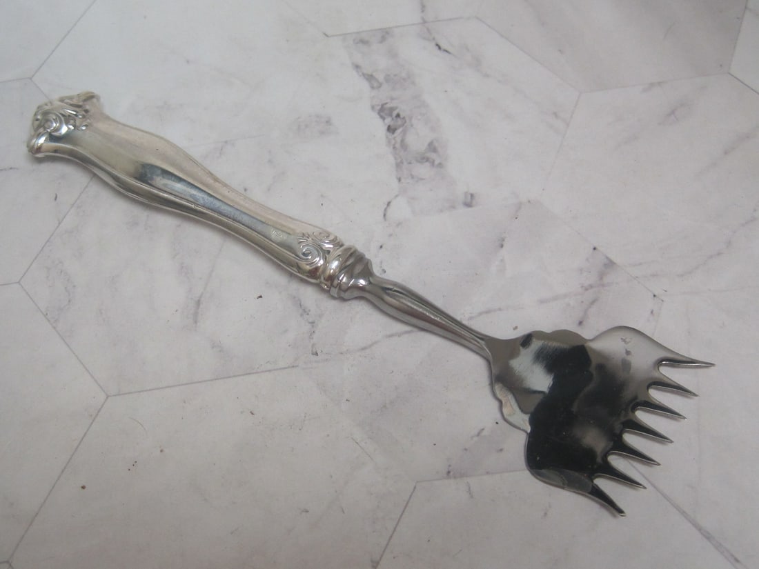 Sterling Silver Handled Bacon Server or Sardine Fork: 7" long