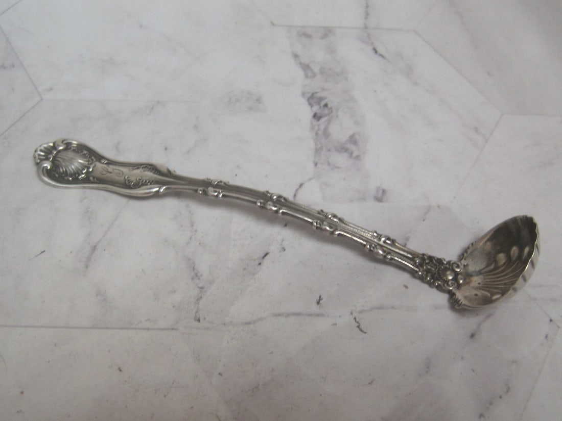 Scarce Whiting Sterling Silver Cherry Scoop: 5", pat'd 1893, fancy bowl with cherries