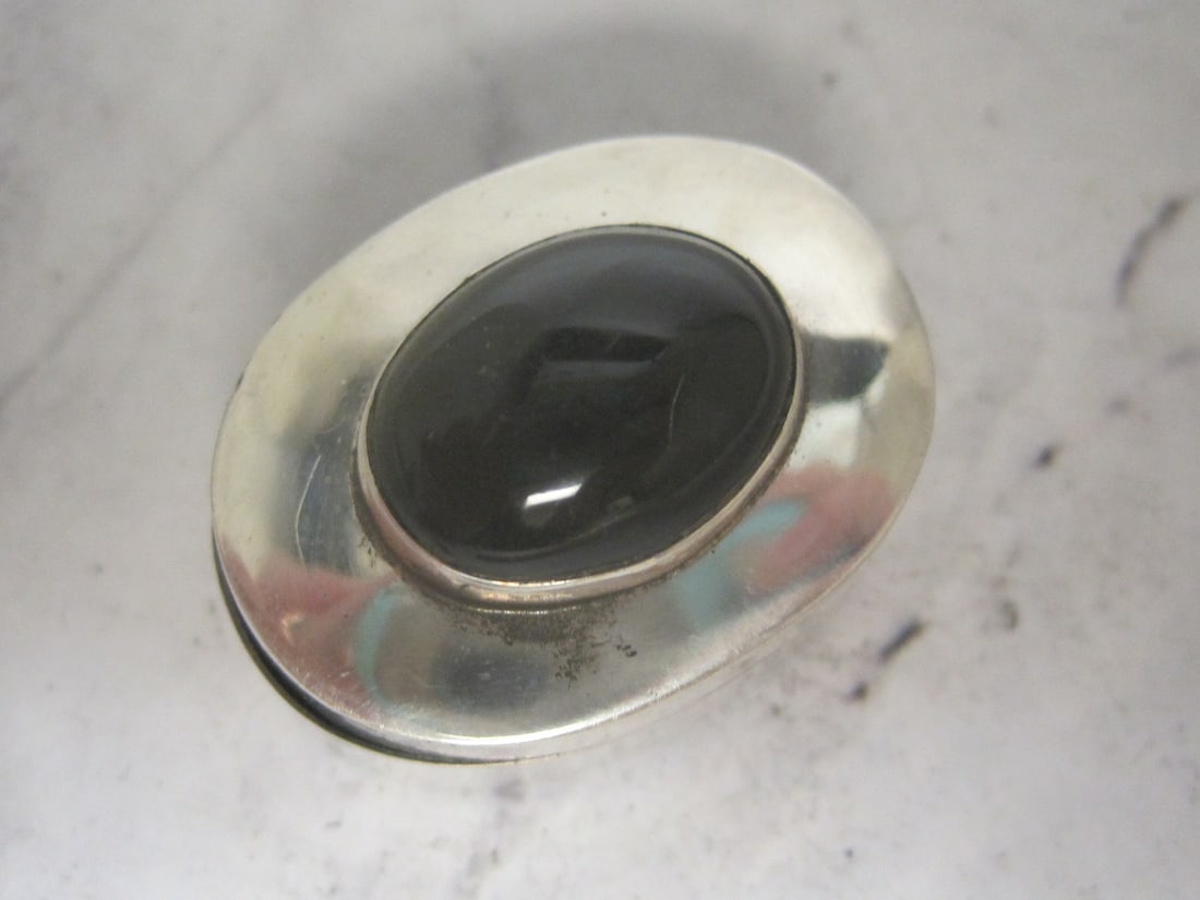 Sterling Silver Pill Box with Black Onyx on Top - 2