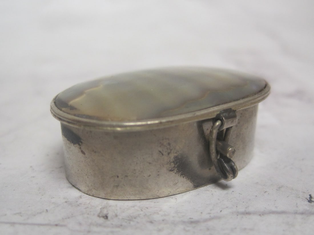 Vintage Abalone & Nickel Silver Pill Box (1 of 6)