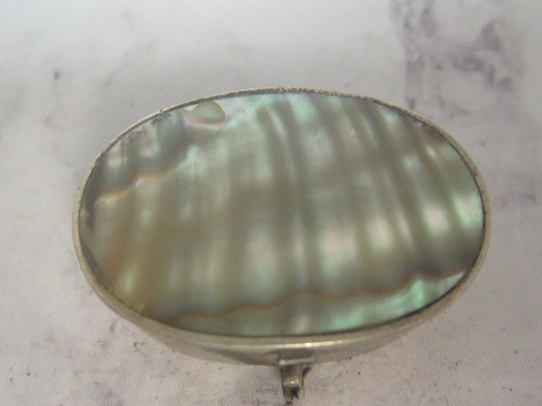 Vintage Abalone & Nickel Silver Pill Box - 2
