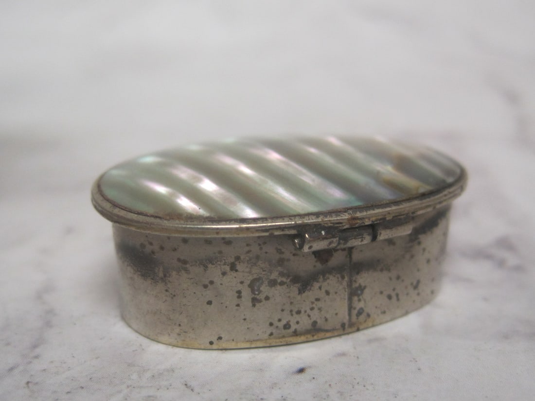 Vintage Abalone & Nickel Silver Pill Box - 3