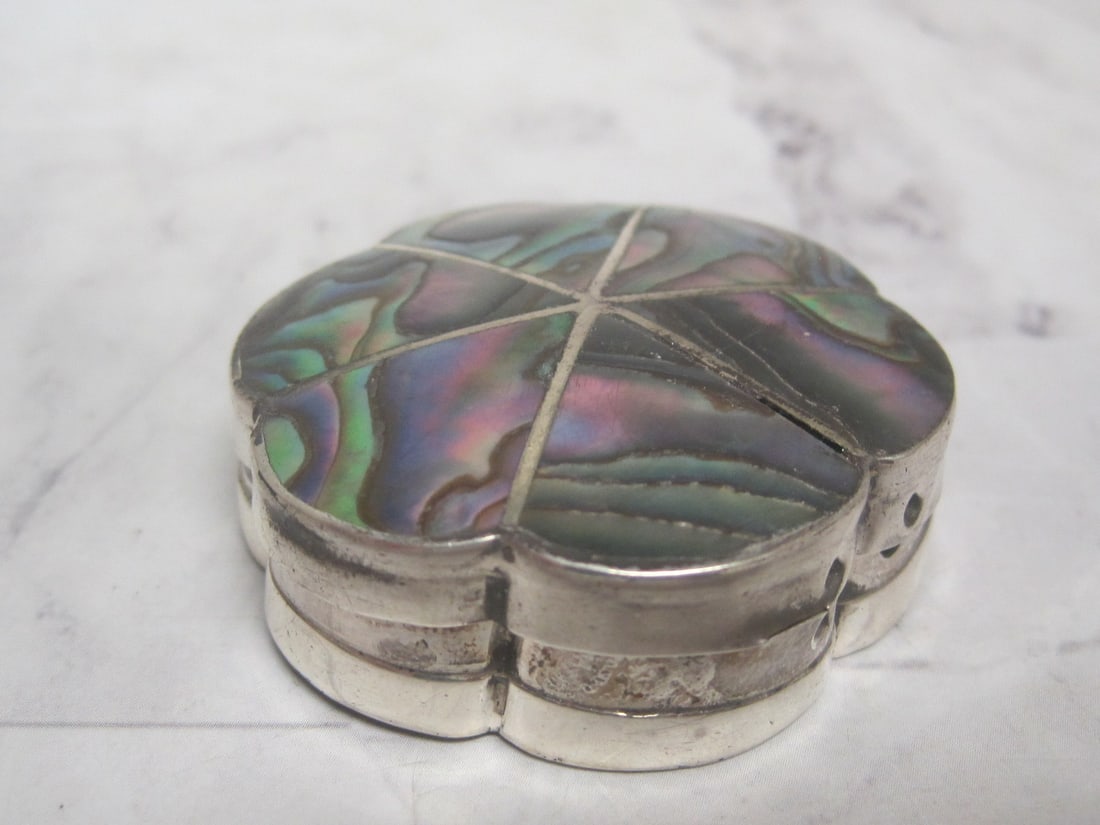 Abalone & Sterling Silver Pill or Trinket Box (1 of 6)