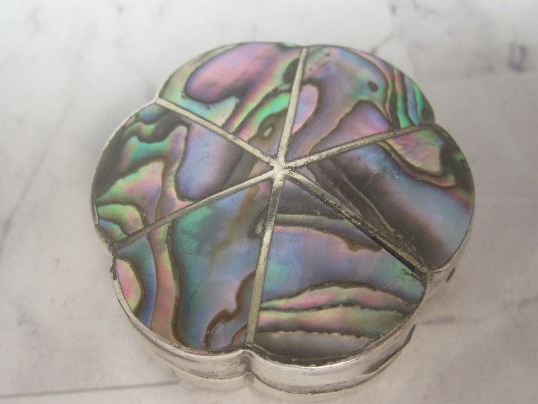 Abalone & Sterling Silver Pill or Trinket Box - 2