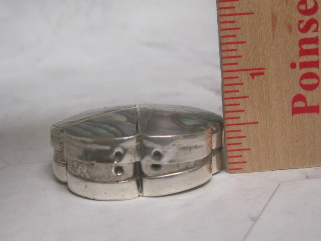 Abalone & Sterling Silver Pill or Trinket Box - 6