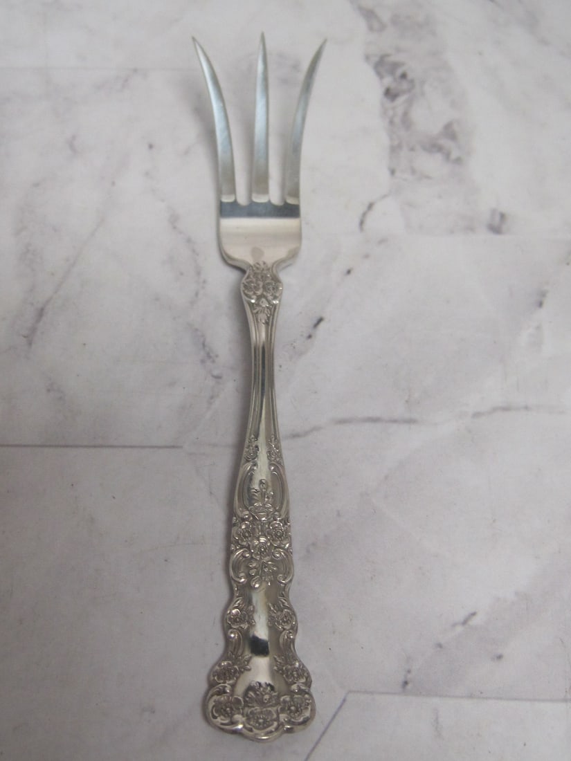 Gorham Sterling Silver Lemon or Serving Fork: Weighs 11.1 grams, 4 1/4", Buttercup floral