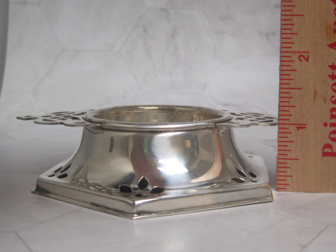 English Silverplate Tea Strainer & Stand - 6