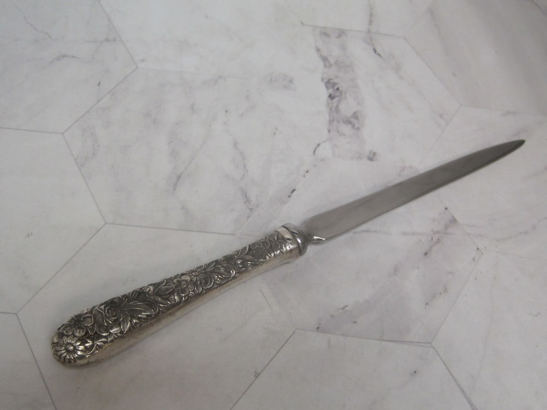 Sterling Silver Handled Kirk Stieff Repousse Letter Opener: 8"