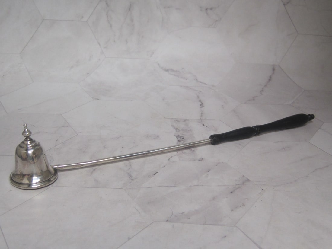 Sterling Silver Candle Snuffer: 9 1/2" long, ebony handle