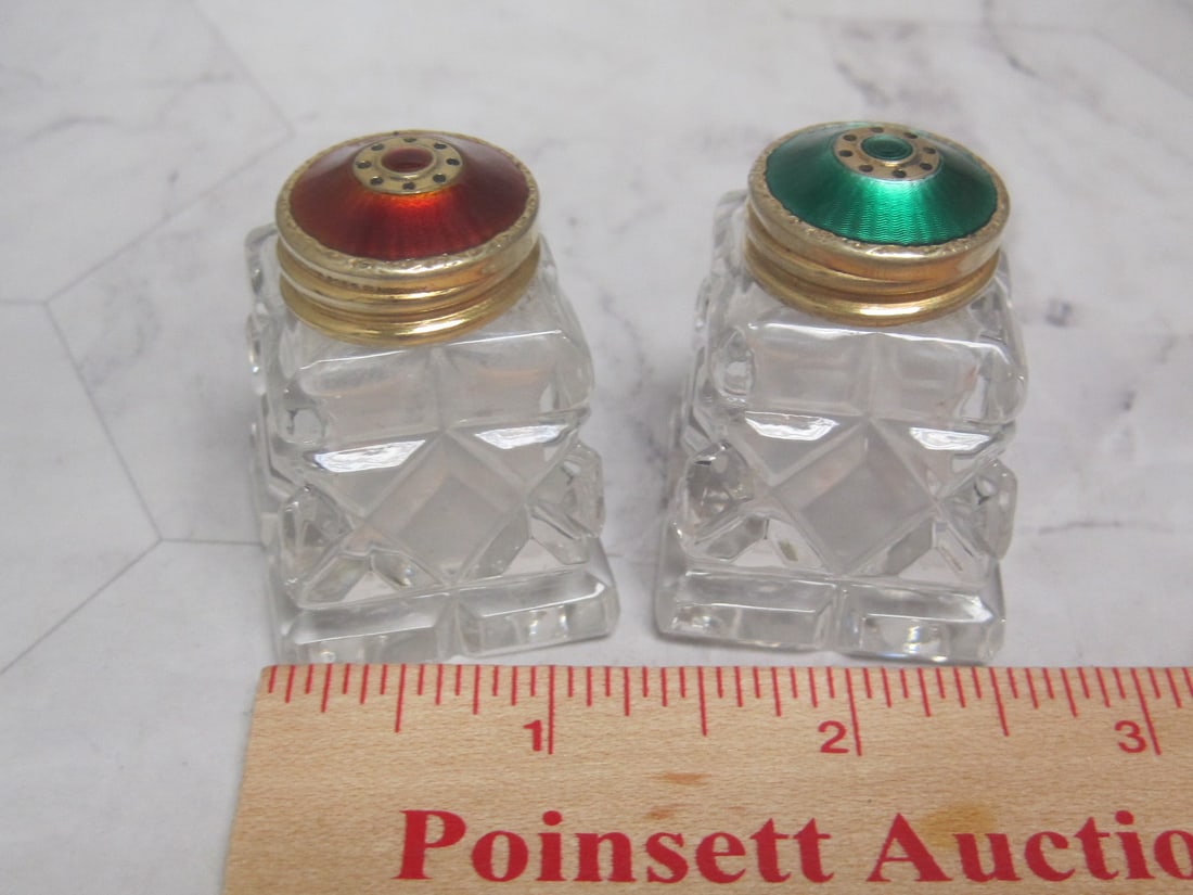 Sterling Silver & Cut Glass Salt & Pepper Shakers - 4